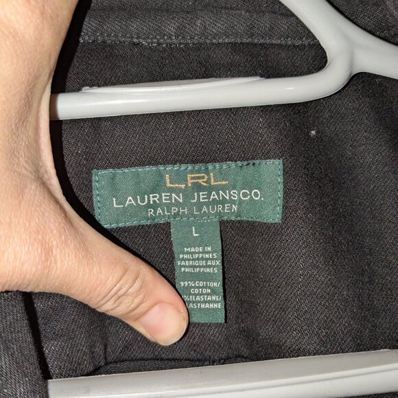 Ralph Lauren Jeans Black Canvas Military Jacket Womens Large Gold Toggle Utility - Picture 7 of 12